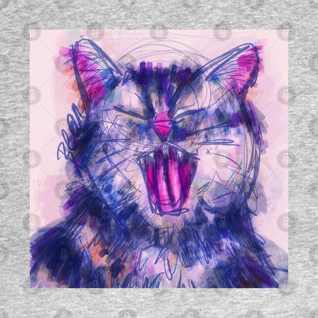 Yawning cat by CheriBeanArt